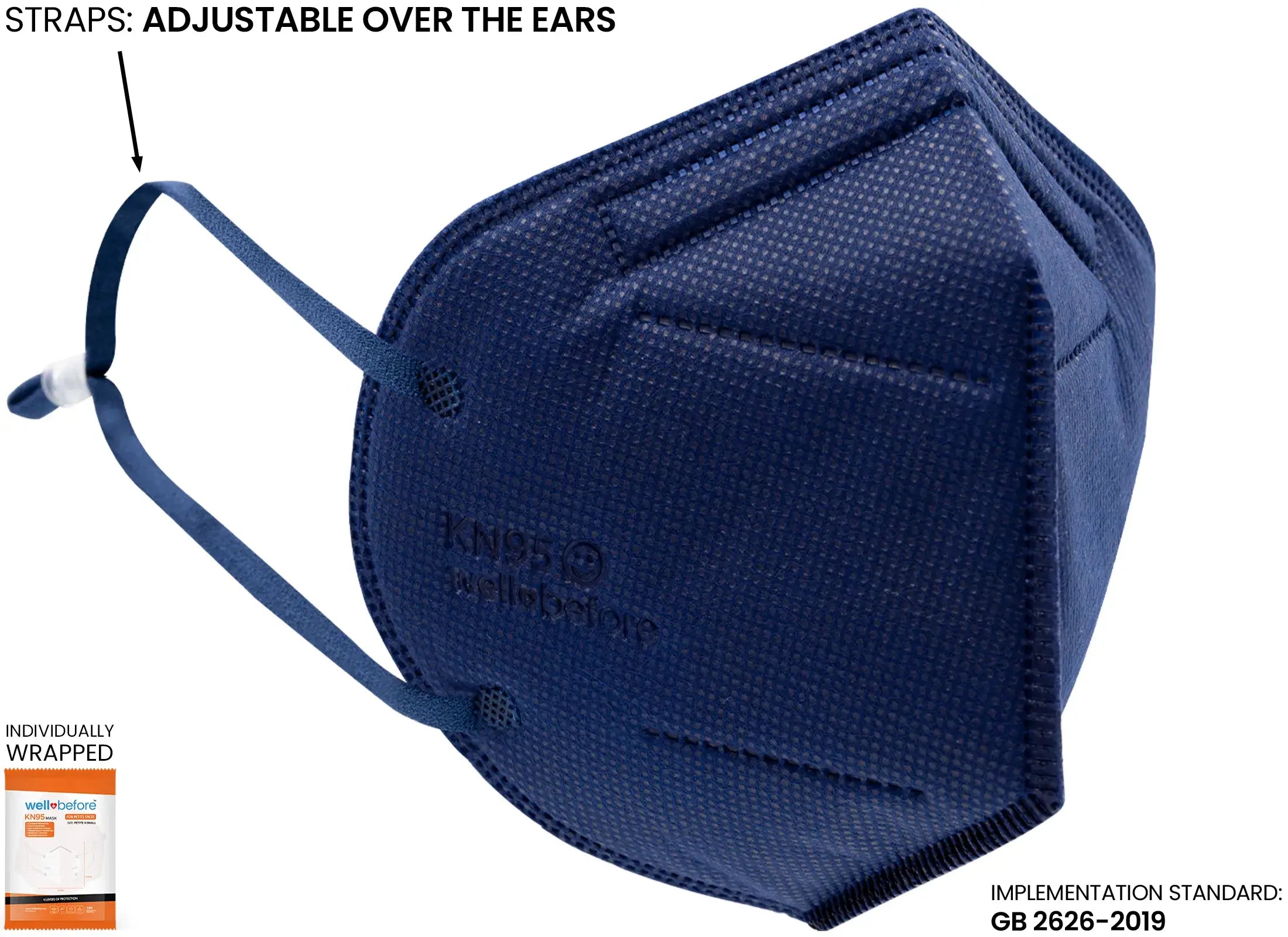 WellBefore Kids KN95 Face Masks with Adjustable Ear Loops & Multi-Layer Protection