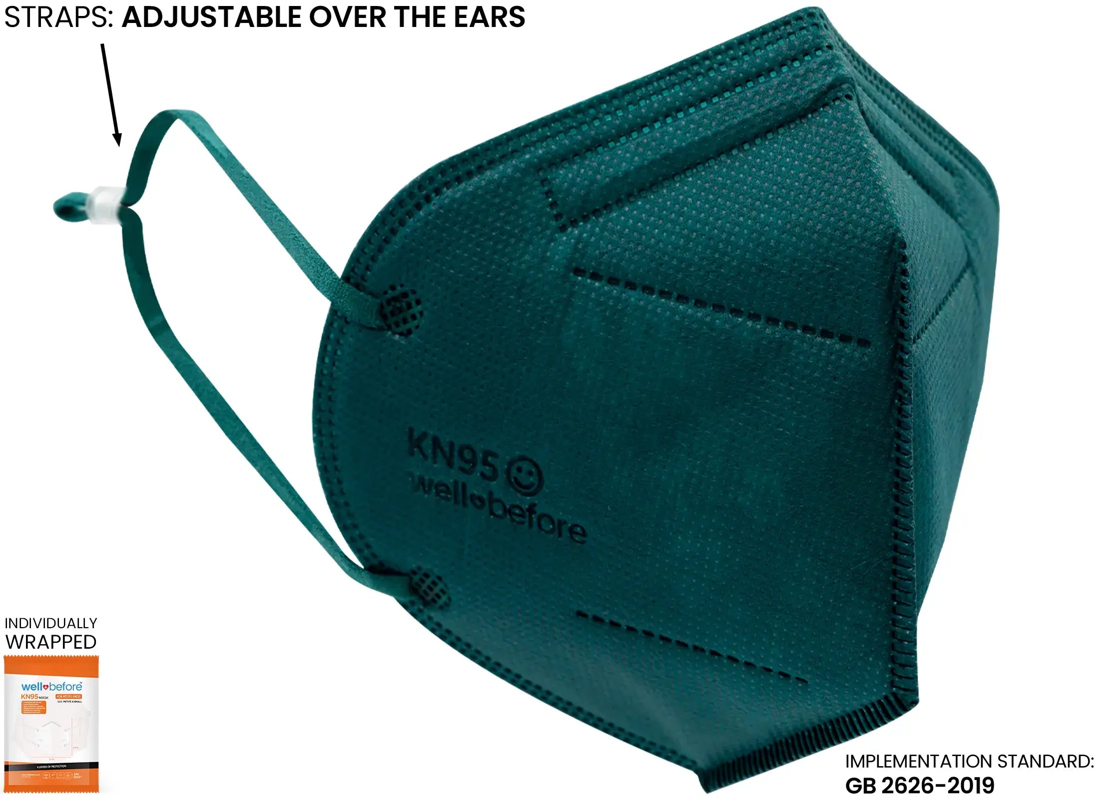 WellBefore Kids KN95 Face Masks with Adjustable Ear Loops & Multi-Layer Protection