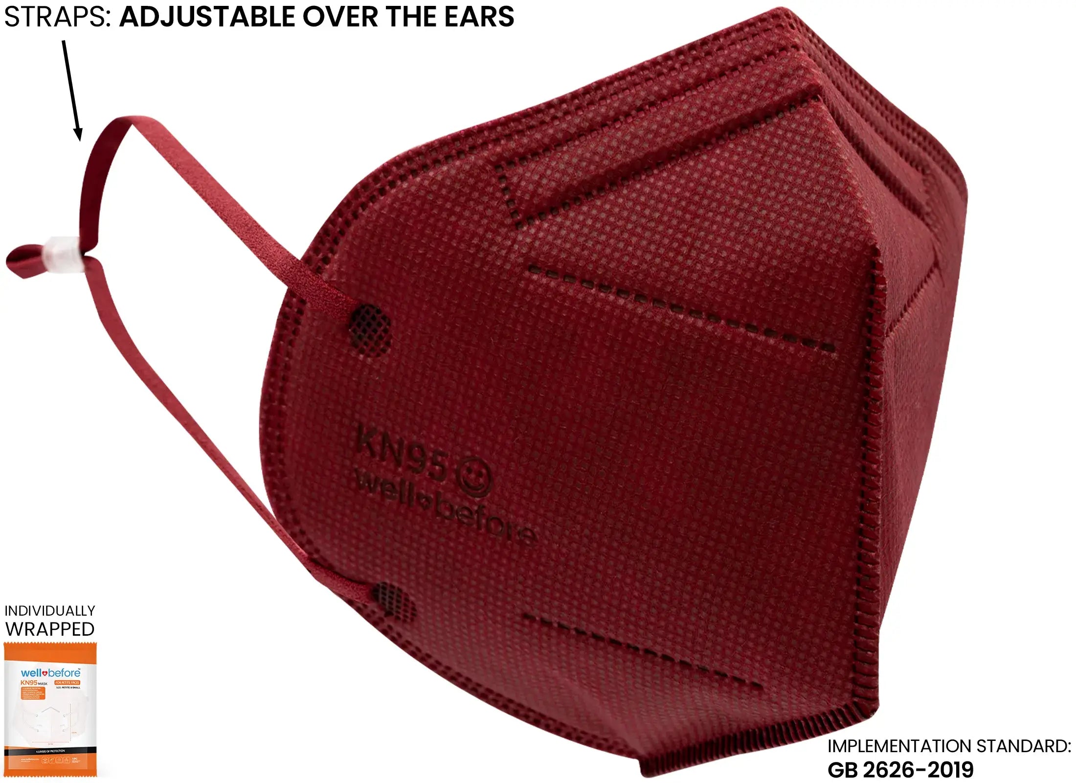 WellBefore Kids KN95 Face Masks with Adjustable Ear Loops & Multi-Layer Protection