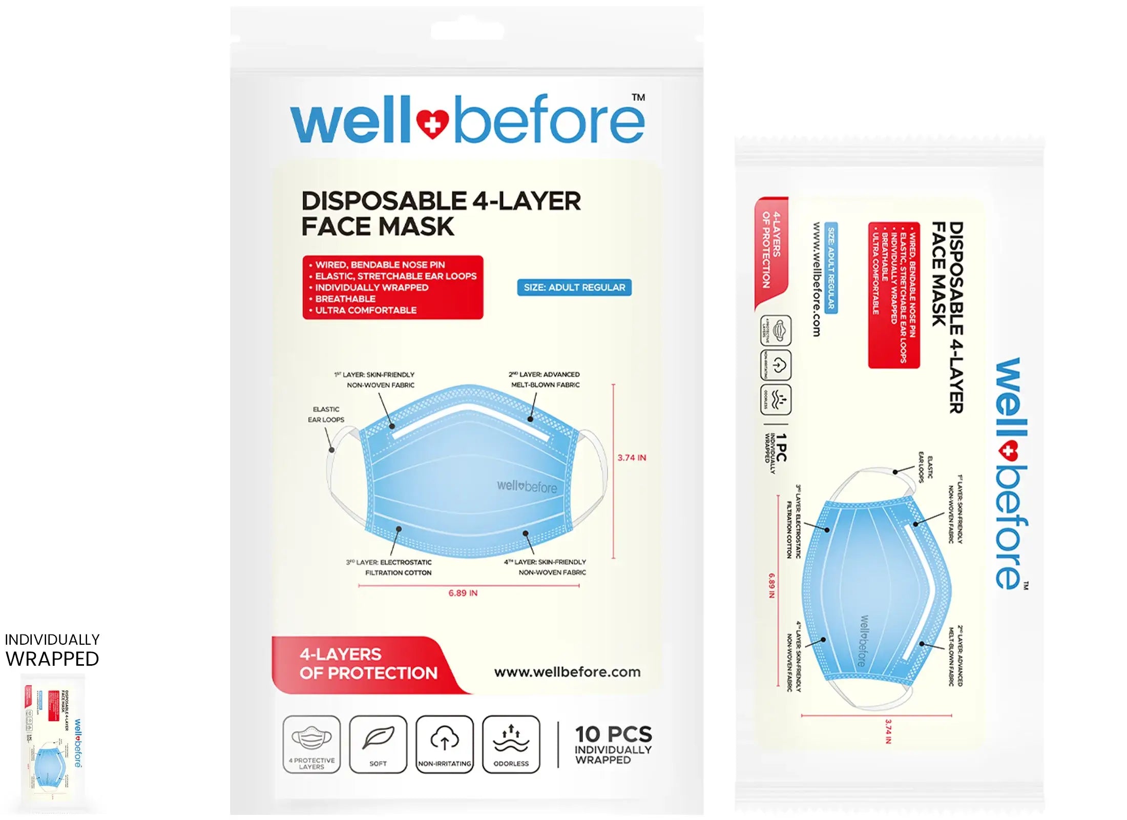 Premium 4-Layer Disposable Face Masks for Enhanced Protection and Comfort