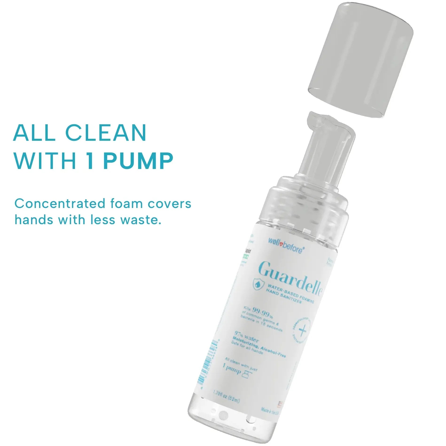 Guardelle Foaming Hand Sanitizer: Alcohol-Free, Water-Based, Gentle, Hydrating Germ Defense