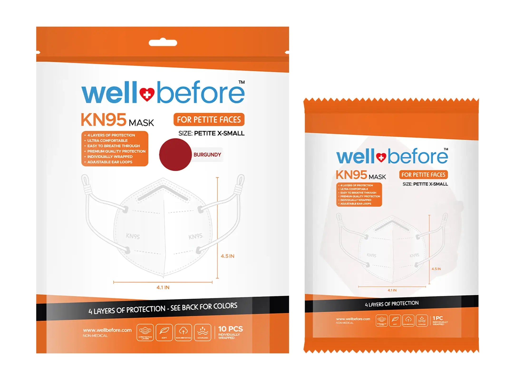 WellBefore Kids KN95 Face Masks with Adjustable Ear Loops & Multi-Layer Protection