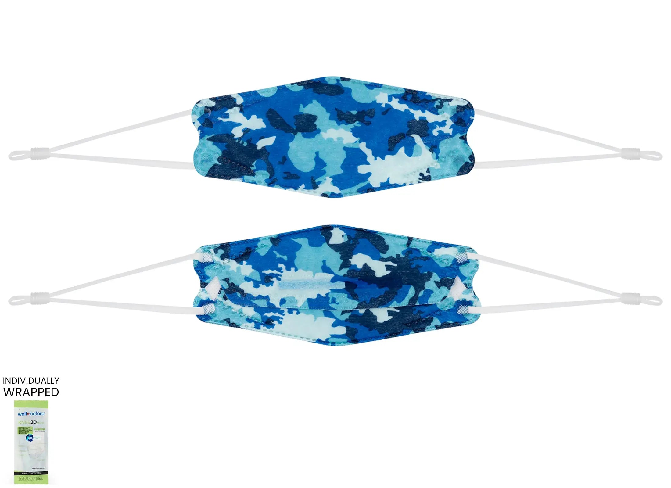 Kids 3D KN95 KF94 Style Face Mask with Adjustable Ear Loops for Petite Faces