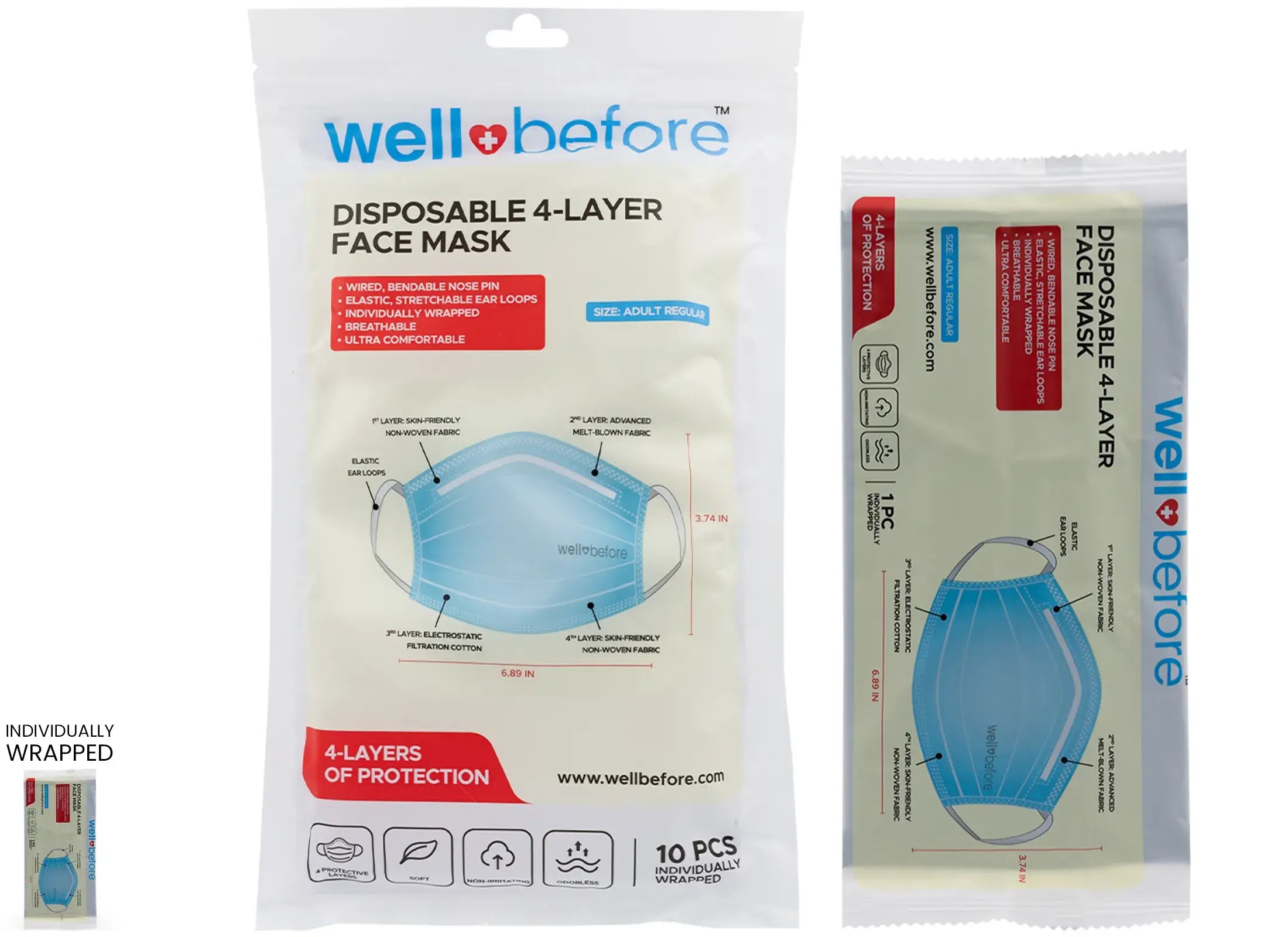 Premium 4-Layer Disposable Face Masks for Enhanced Protection and Comfort