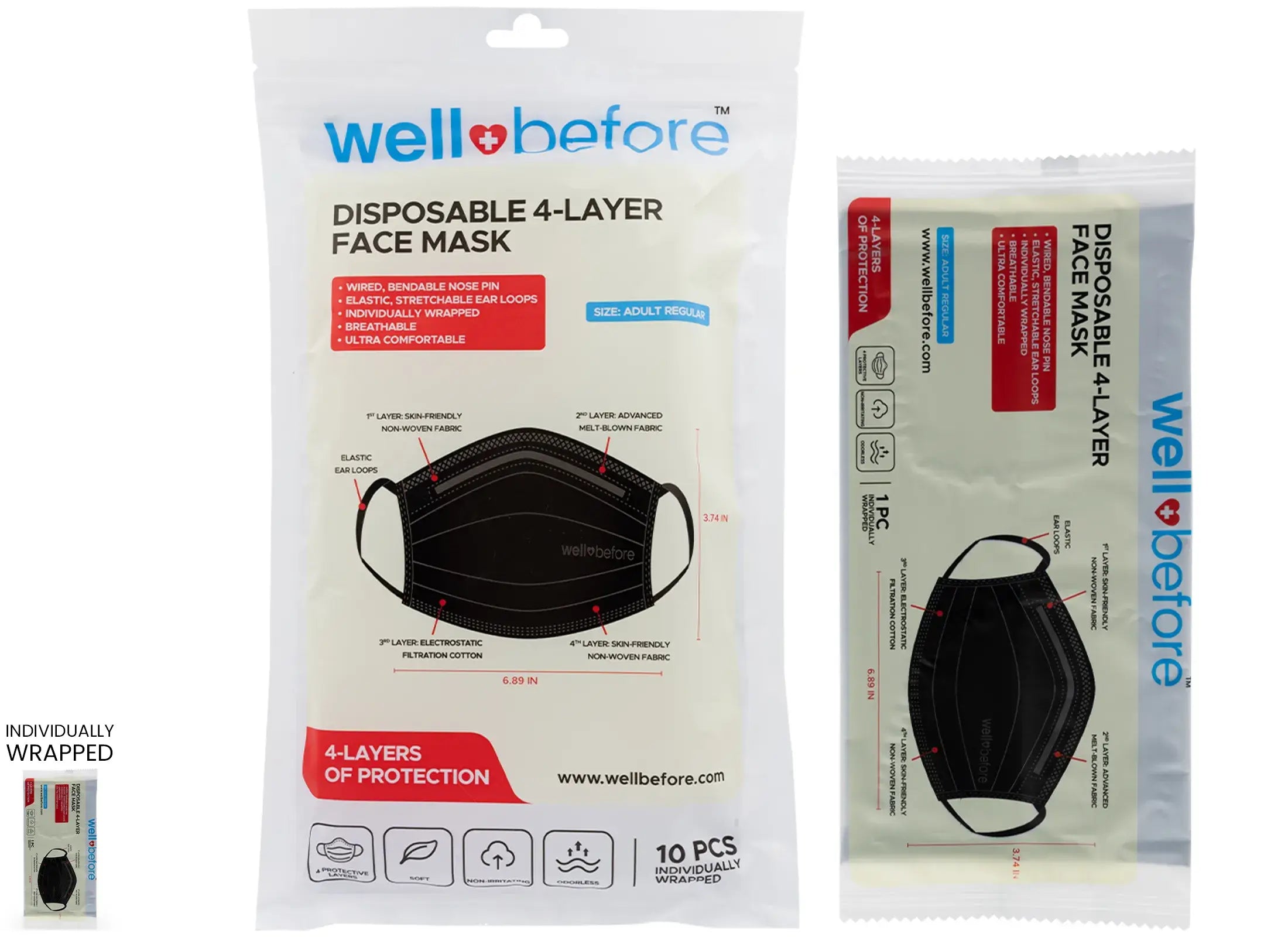 Premium 4-Layer Disposable Face Masks for Enhanced Protection and Comfort