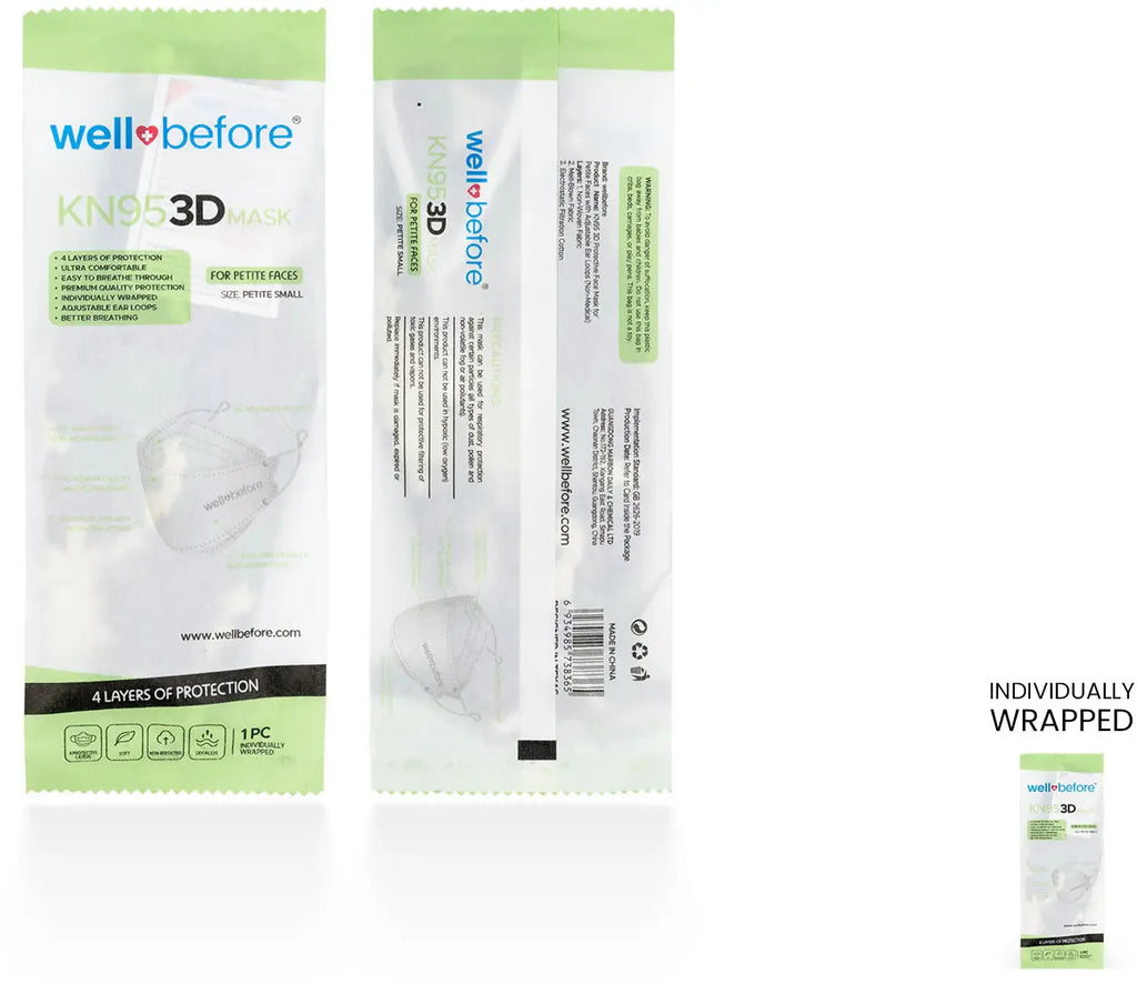 Kids 3D KN95 KF94 Style Face Mask with Adjustable Ear Loops for Petite Faces