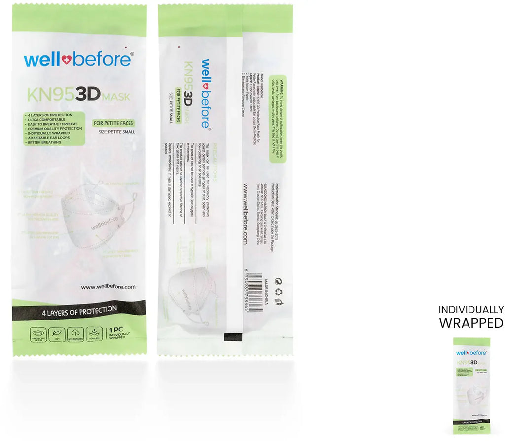 Kids 3D KN95 KF94 Style Face Mask with Adjustable Ear Loops for Petite Faces