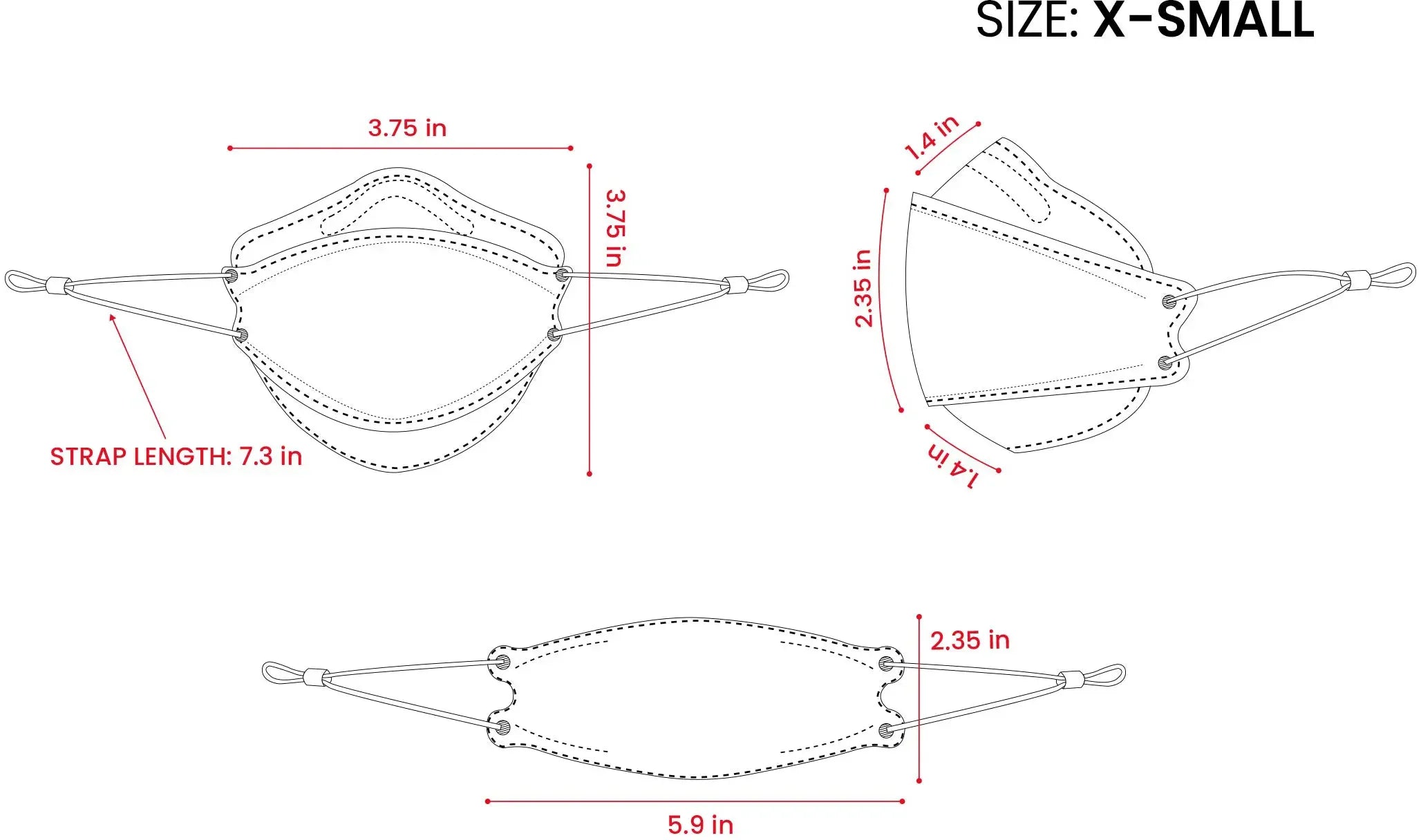Kids 3D KN95 KF94 Style Face Mask with Adjustable Ear Loops for Petite Faces