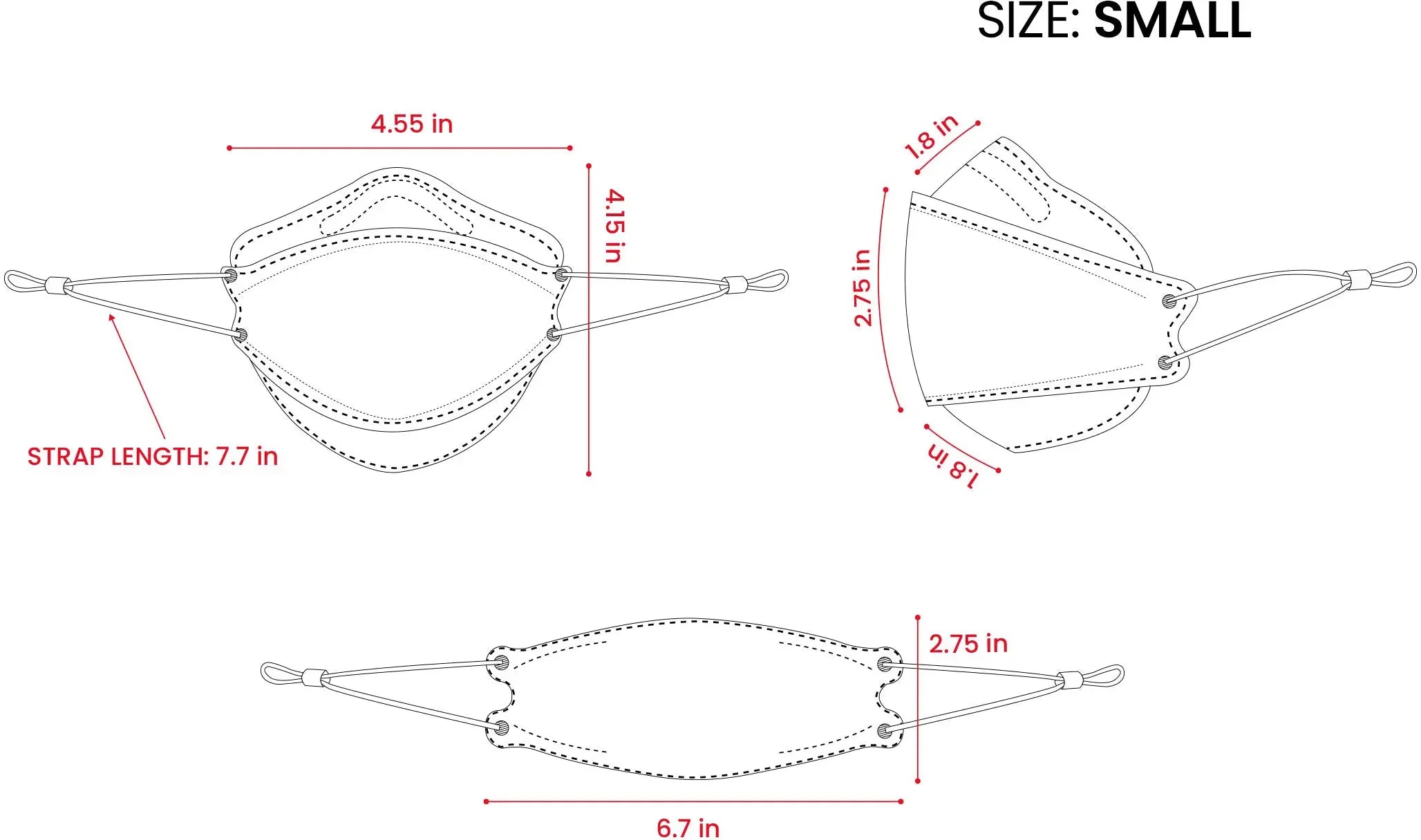Kids 3D KN95 KF94 Style Face Mask with Adjustable Ear Loops for Petite Faces
