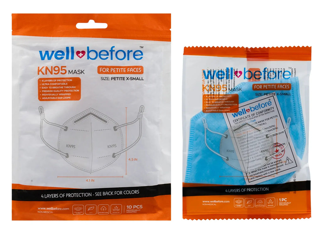 WellBefore Kids KN95 Face Masks with Adjustable Ear Loops & Multi-Layer Protection