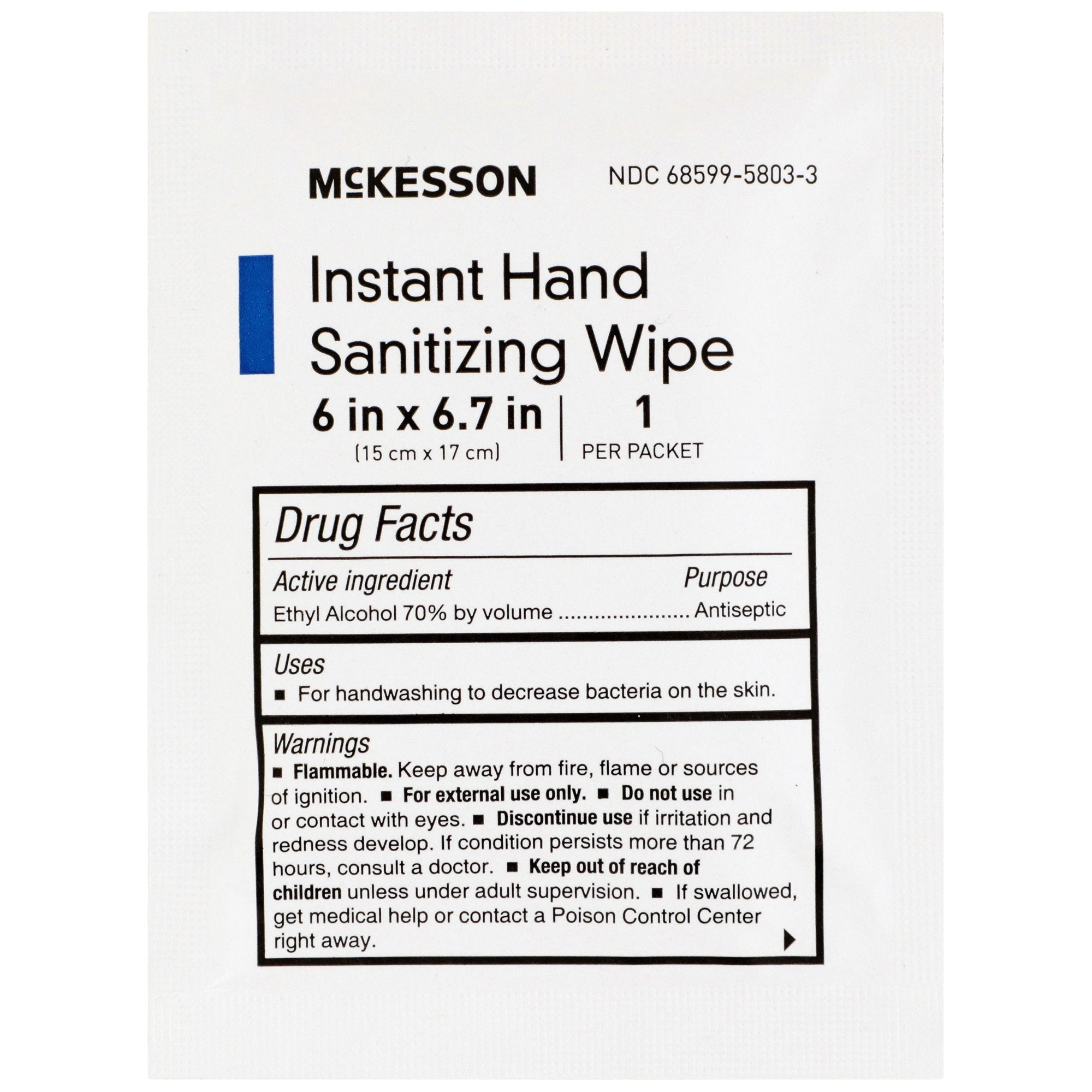 McKesson Hand Sanitizing Wipes: 70% Alcohol, Aloe, Vitamin E, Portable Hygiene