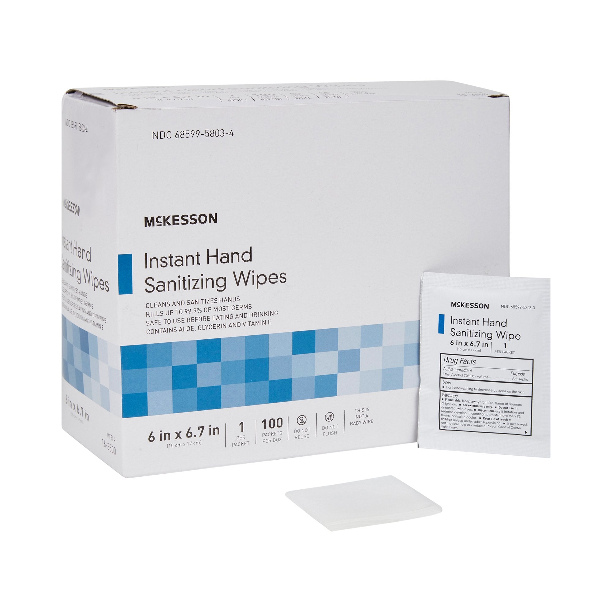 McKesson Hand Sanitizing Wipes: 70% Alcohol, Aloe, Vitamin E, Portable Hygiene