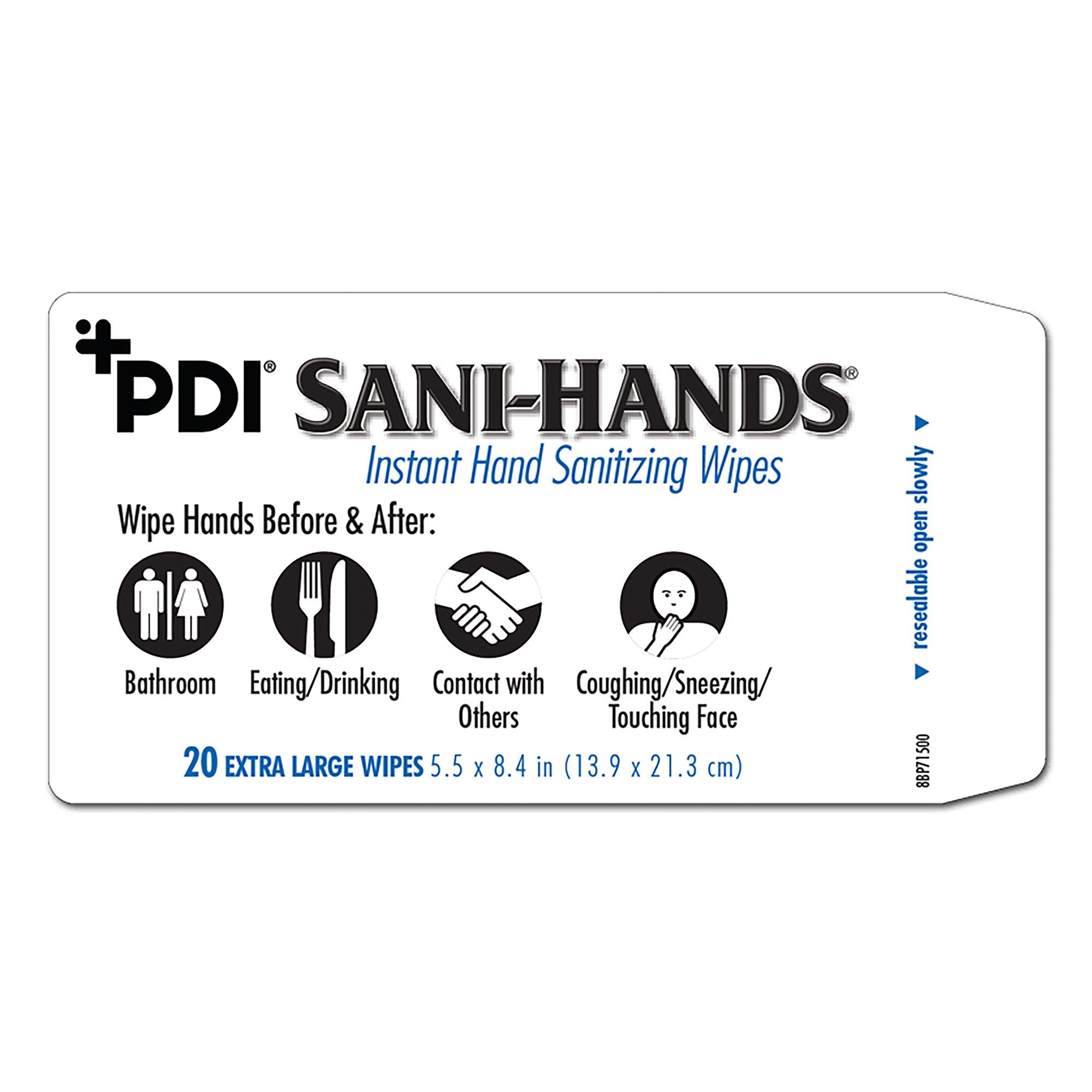 PDI Sani-Hands Instant Hand Sanitizing Wipes: Aloe & Vitamin E, 70% Alcohol Germ-Killing Formula
