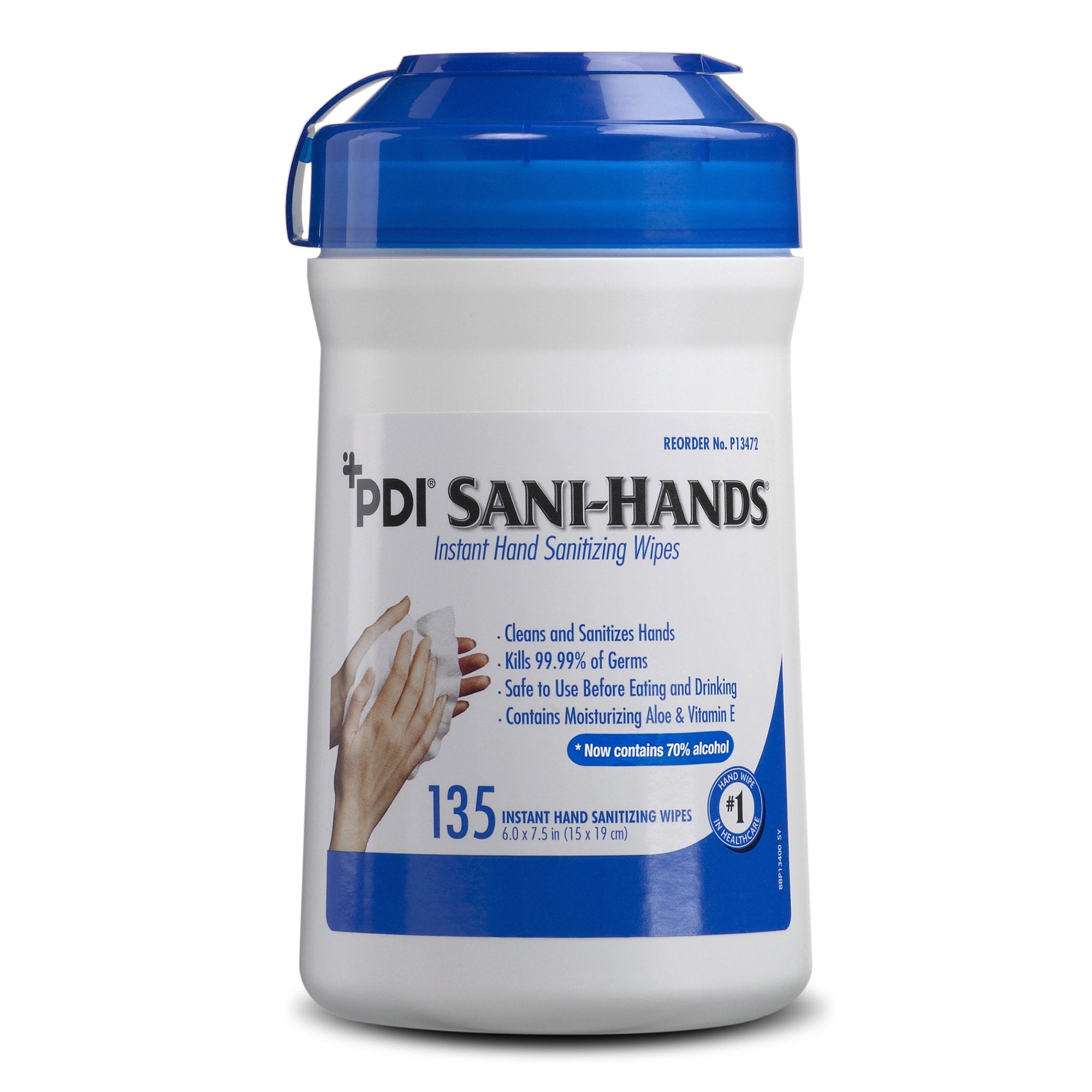 PDI Sani-Hands Instant Hand Sanitizing Wipes: Aloe & Vitamin E, 70% Alcohol Germ-Killing Formula